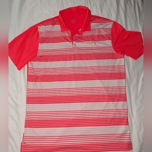 Puma Men's Medium Bright Red Striped Performance Golf Polo Shirt